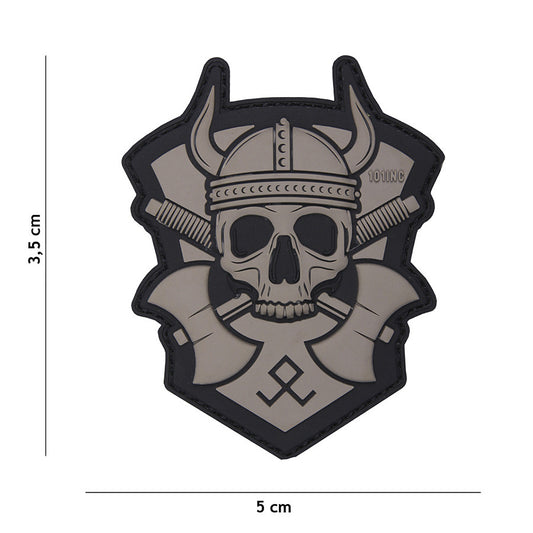 Embleem 3D PVC Viking cu Topor Gri - Afirmă-ți Forța Tactică