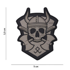 Embleem 3D PVC Viking cu Topor Gri - Afirmă-ți Forța Tactică