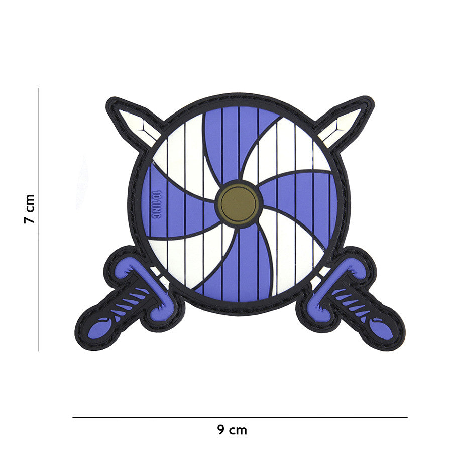 Embleem 3D PVC Viking Schild + Săbii Albastru - Personalizare Durabilă