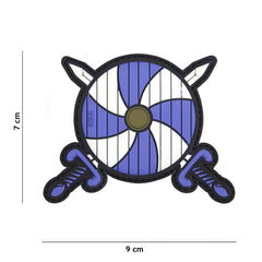 Embleem 3D PVC Viking Schild + Săbii Albastru - Personalizare Durabilă