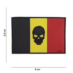 Embleem 3D PVC Vlag Belgia + Skull - Afirmă-ți Spiritul Tactic