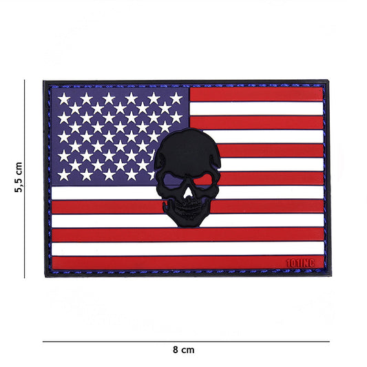 Embleem 3D PVC Vlag USA + Skull - Afirmă-ți Spiritul Neînfricat