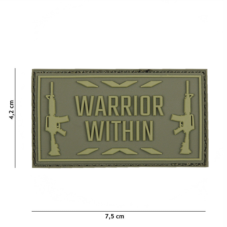 Embleem 3D PVC Warrior within Verde - Manifestă Forța Interioară