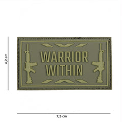 Embleem 3D PVC Warrior within Verde - Manifestă Forța Interioară