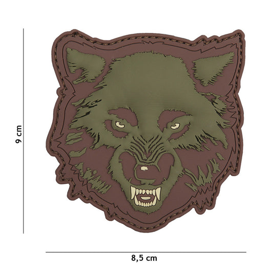 Embleem 3D PVC Wolf Verde - Personalizare Tactică Feroce