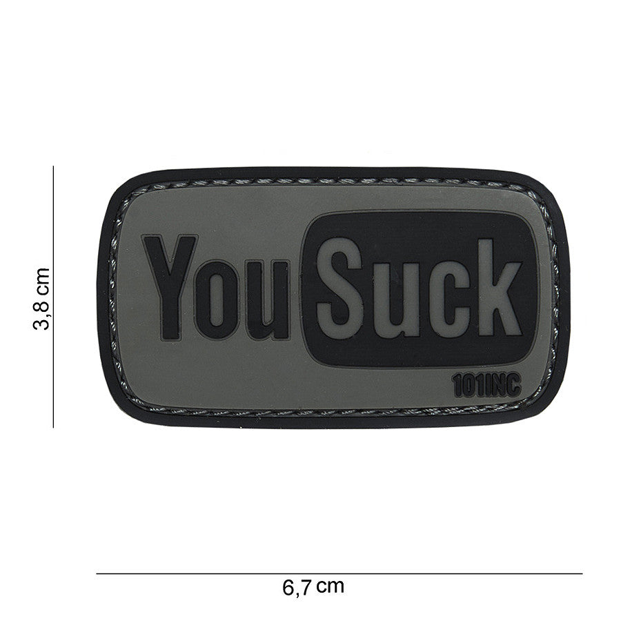 Embleem 3D PVC You Suck Gri/Negru - Atitudine Fără Compromis