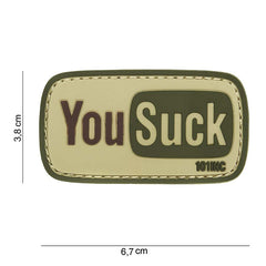 Embleem 3D PVC You Suck Verde Military-Shop - Afirmă-ți Atitudinea Tactica
