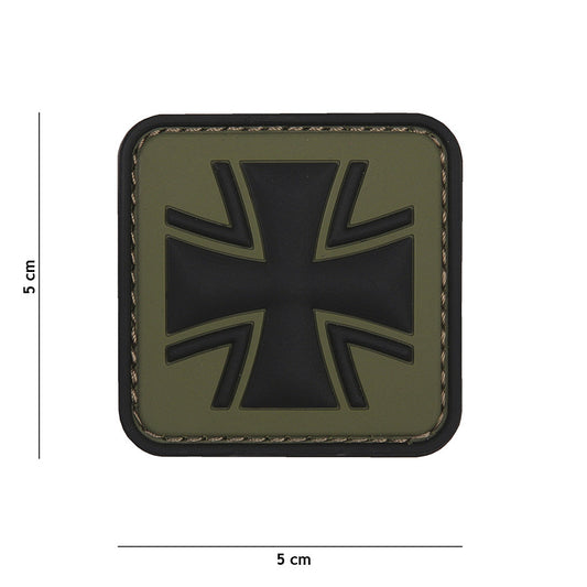 Embleem Cruce Germană 3D PVC Verde - Personalizare Tactică Instant