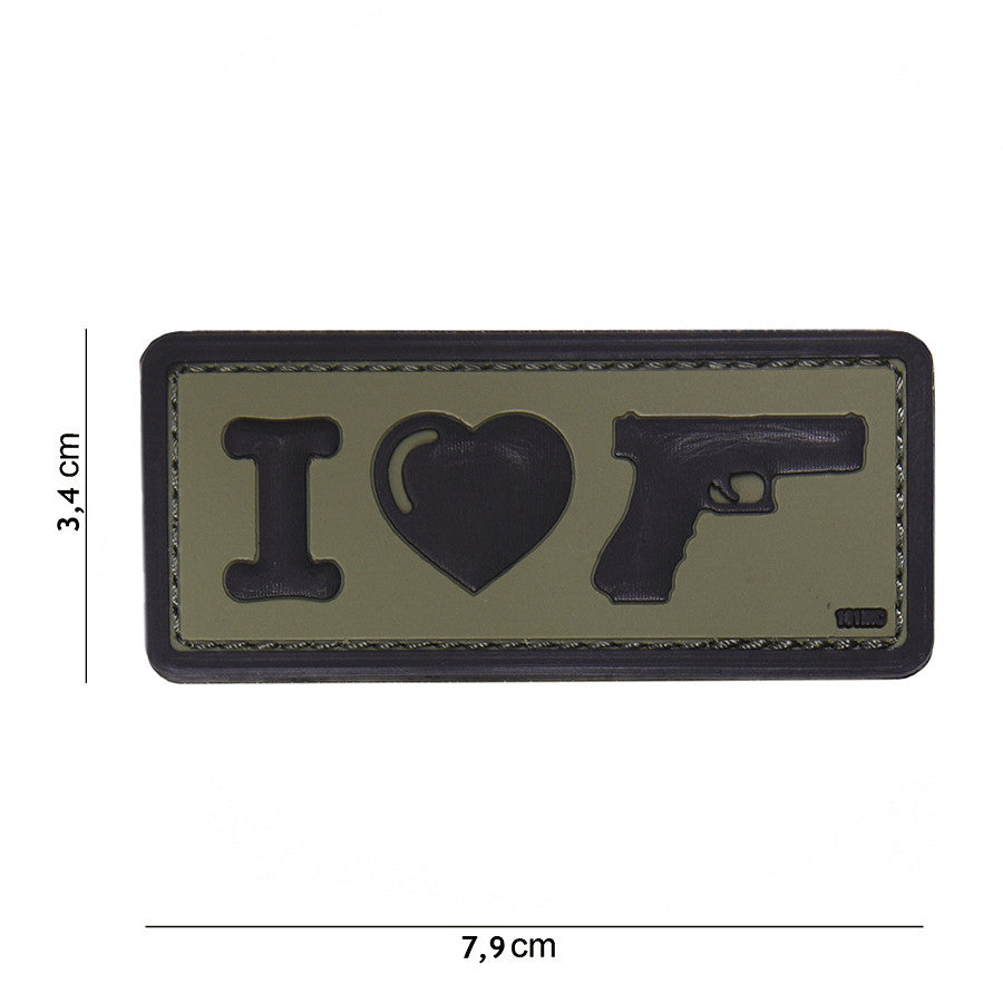 Embleem I Love my sidearm 3D PVC Verde Tactical Gear - Afirmă-ți Devotamentul