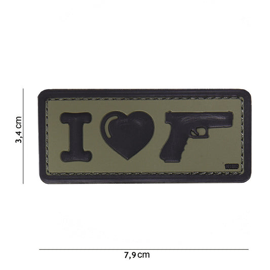Embleem I Love my sidearm 3D PVC Verde Tactical Gear - Afirmă-ți Devotamentul
