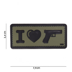 Embleem I Love my sidearm 3D PVC Verde Tactical Gear - Afirmă-ți Devotamentul