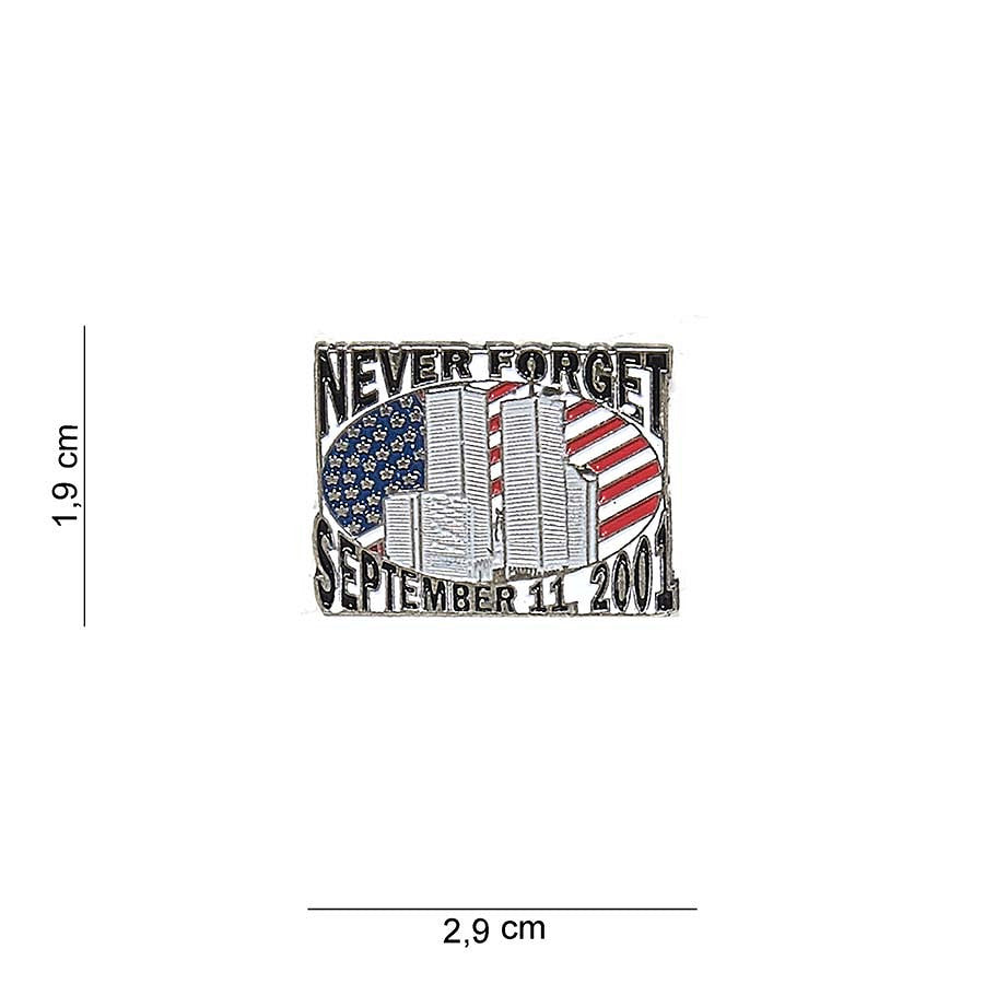 Embleem Metalic Never Forget Negru - Mesaj Puternic & Durabil
