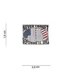 Embleem Metalic Never Forget Negru - Mesaj Puternic & Durabil
