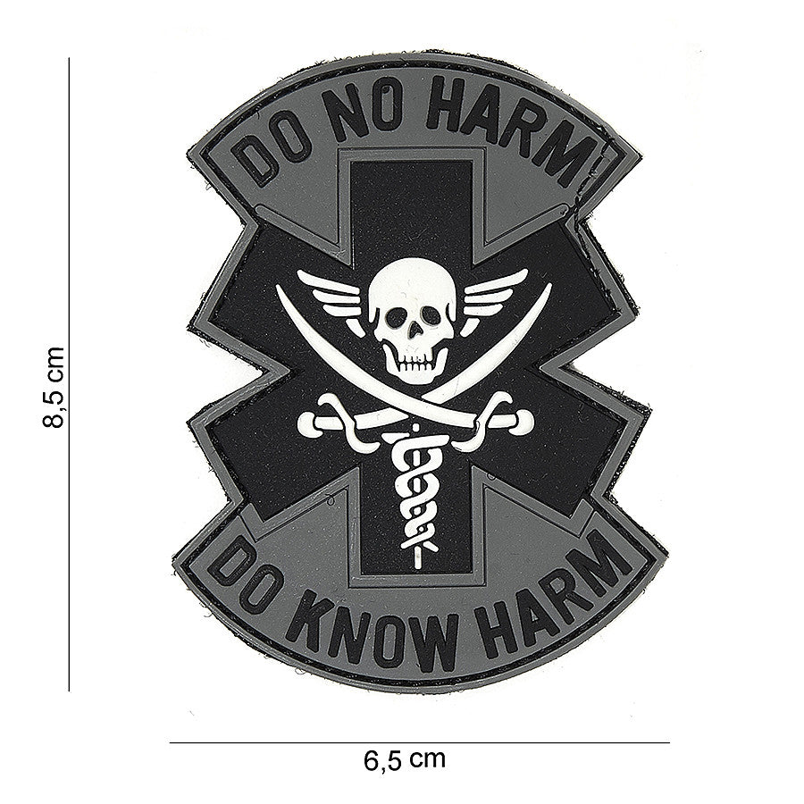 Embleem PVC 3D Do no harm Gri/Negru - Afirmă-ți Principiile