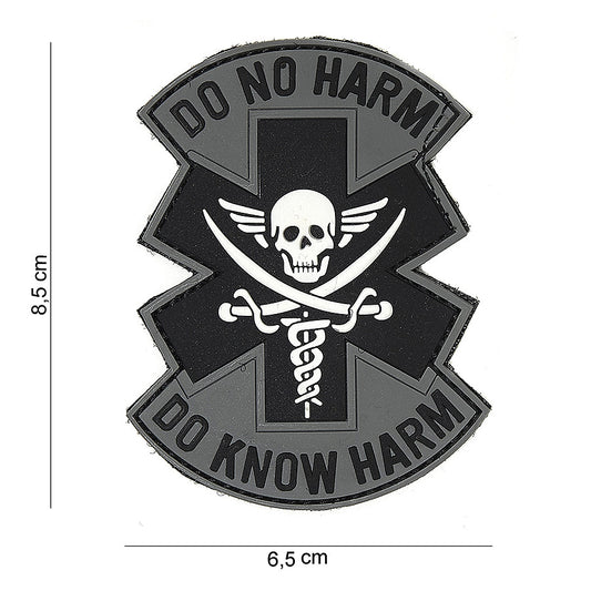 Embleem PVC 3D Do no harm Gri/Negru - Afirmă-ți Principiile