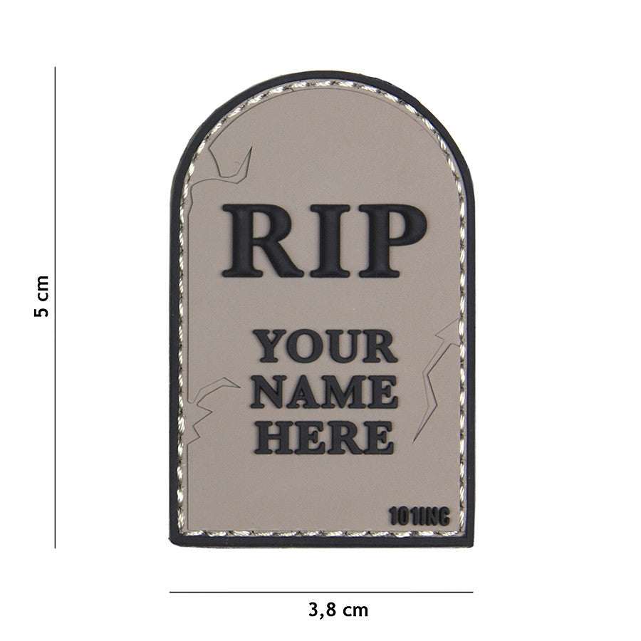 Embleem PVC 3D RIP Gri - Personalizare Tactica Esentiala