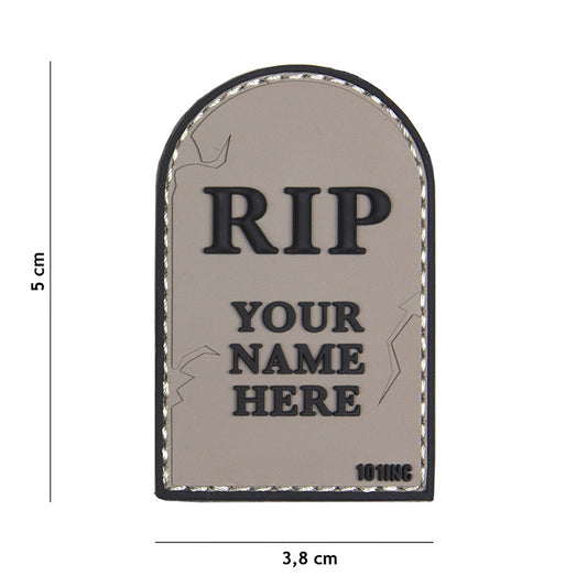Embleem PVC 3D RIP Gri - Personalizare Tactica Esentiala