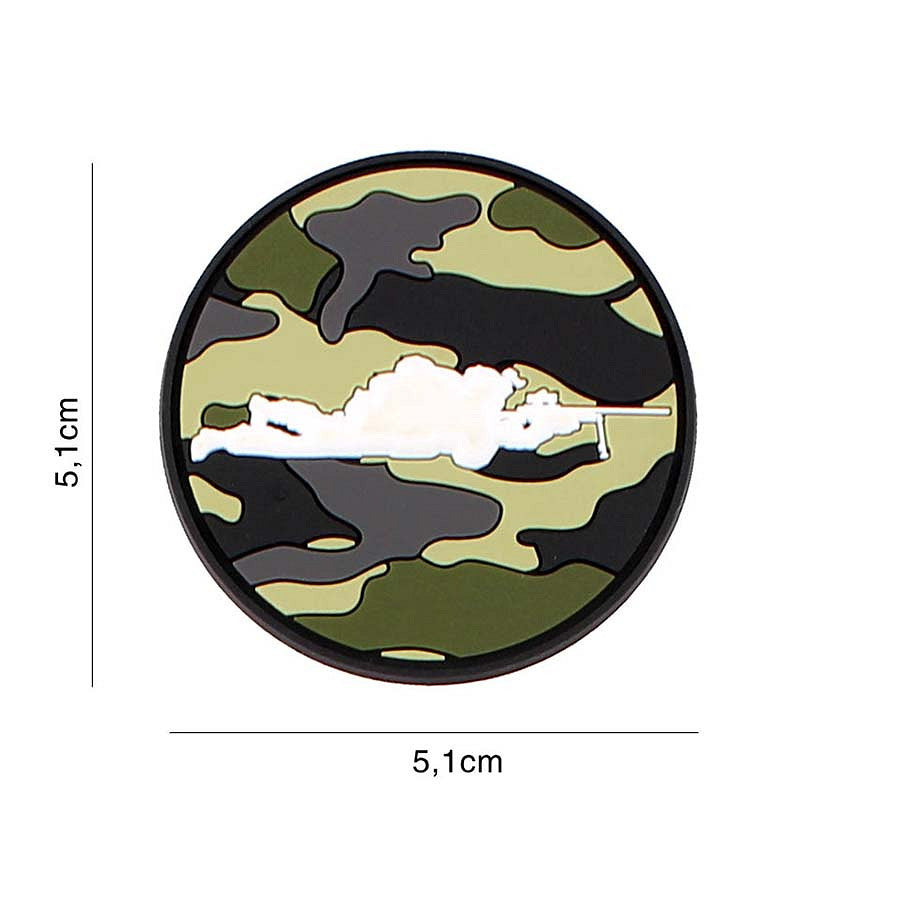 Embleem PVC 3D Sniper Woodland Rond - Simbolul Preciziei Absolute