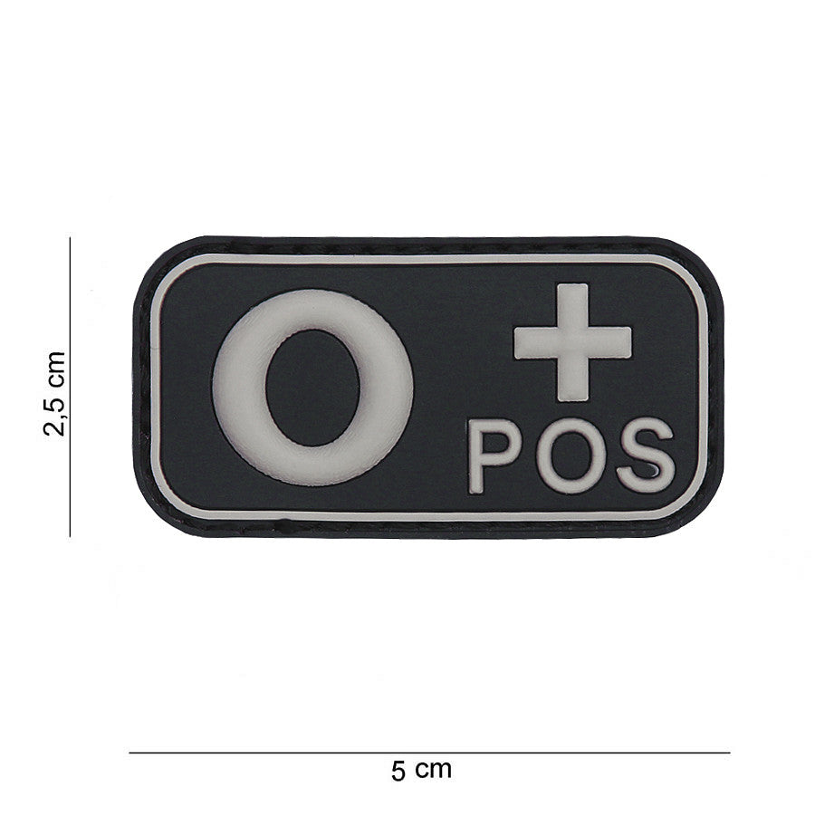 Embleem PVC Bloedgroep O+ Pozitiv Negru - Identificare Rapidă & Vitală
