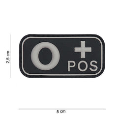 Embleem PVC Bloedgroep O+ Pozitiv Negru - Identificare Rapidă & Vitală