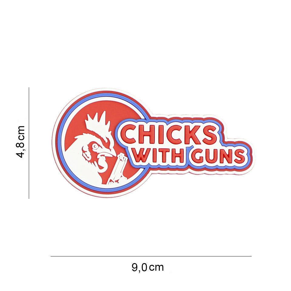 Embleem PVC Chicks with Guns Roșu - Expresie Atitudine Unică