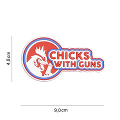 Embleem PVC Chicks with Guns Roșu - Expresie Atitudine Unică