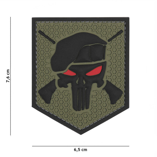 Embleem PVC Commando Punisher Verde - Afirmă-ți Identitatea Tactică