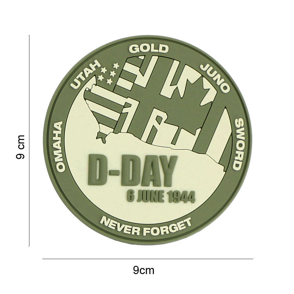 Embleem PVC D-Day Never forget Verde - Mesaj Clar, Rezistență Tactică