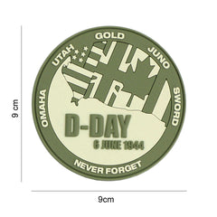 Embleem PVC D-Day Never forget Verde - Mesaj Clar, Rezistență Tactică