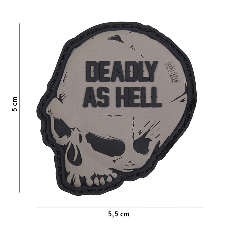 Embleem PVC Deadly as hell Gri - Afirmă-ți Atitudinea Tactică