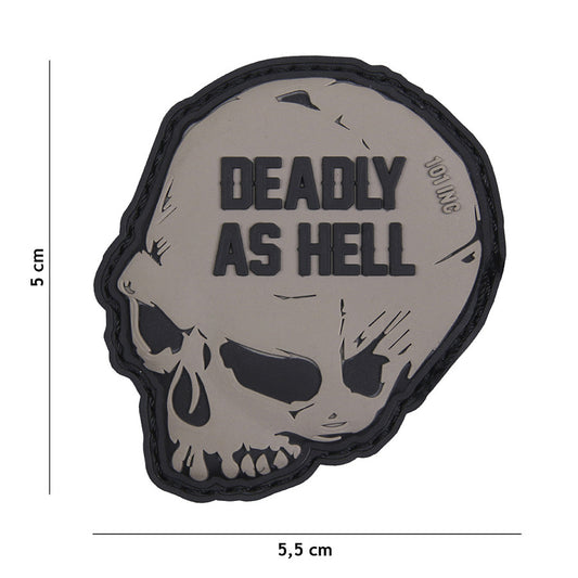 Embleem PVC Deadly as hell Gri - Afirmă-ți Atitudinea Tactică