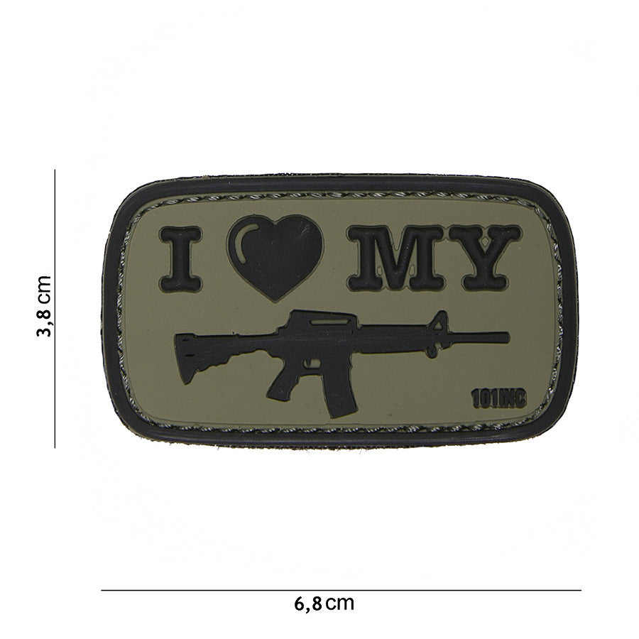 Embleem PVC I Love my M4 Verde - Identitate Tactică Autentică