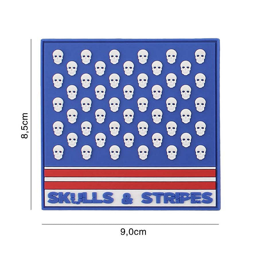 Embleem PVC Skulls & Stripes Negru - Declară-ți Atitudinea Fără Cuvinte