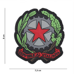 Embleem PVC Stea Italiană 3D Roșu - Exprimă-ți Spiritul Tactic