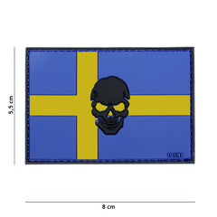 Embleem PVC Vlag Suedia + Skull - Afirmă-ți Prezența Tactică