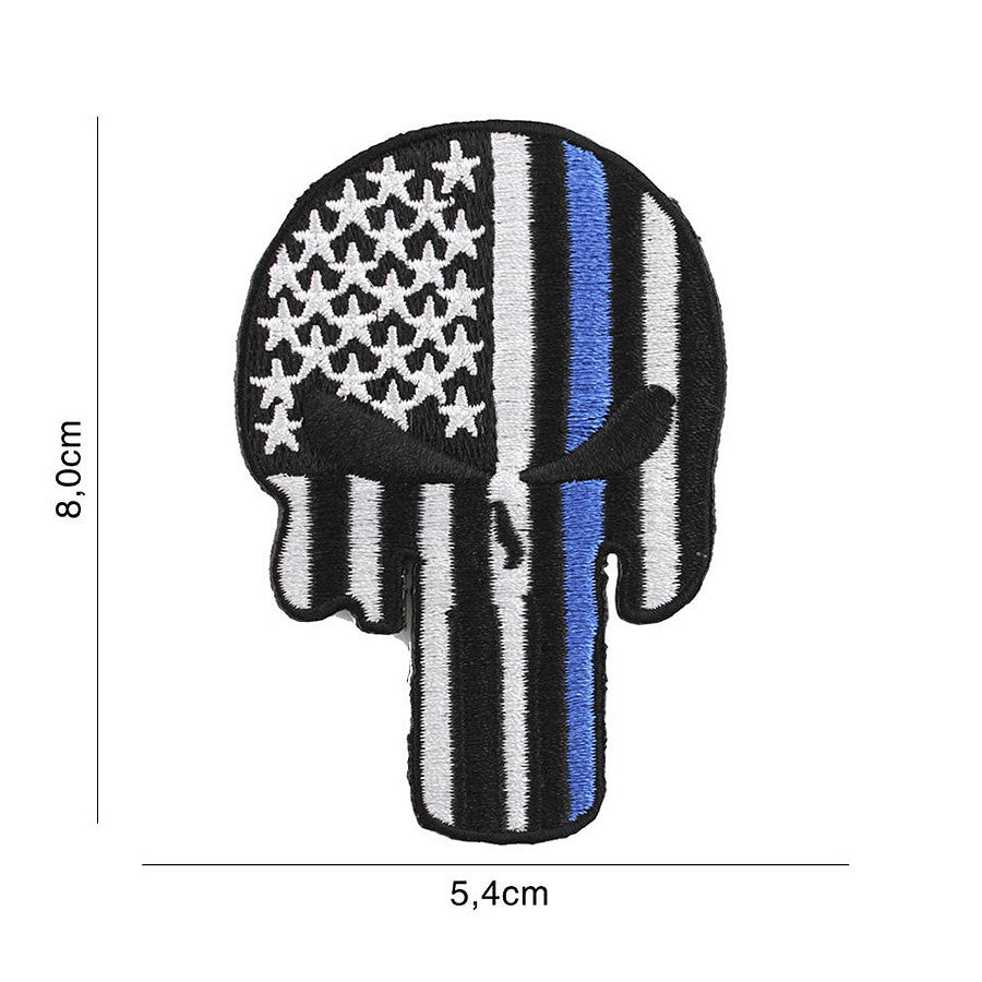 Embleem Stof Punisher USA Blue Thin Line - Afirmă-ți Spiritul Tactic