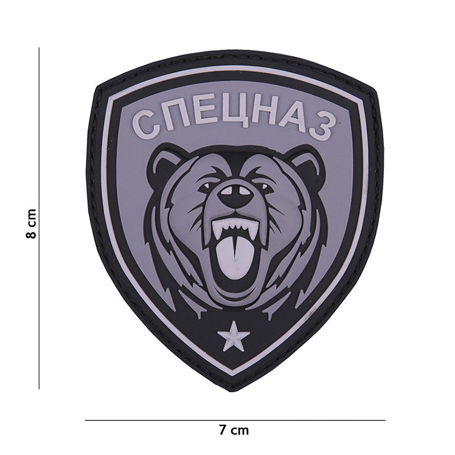 Embleem Tactic Spetsnaz Urs 3D PVC Gri - Afirmă-ți Forța Distinctivă
