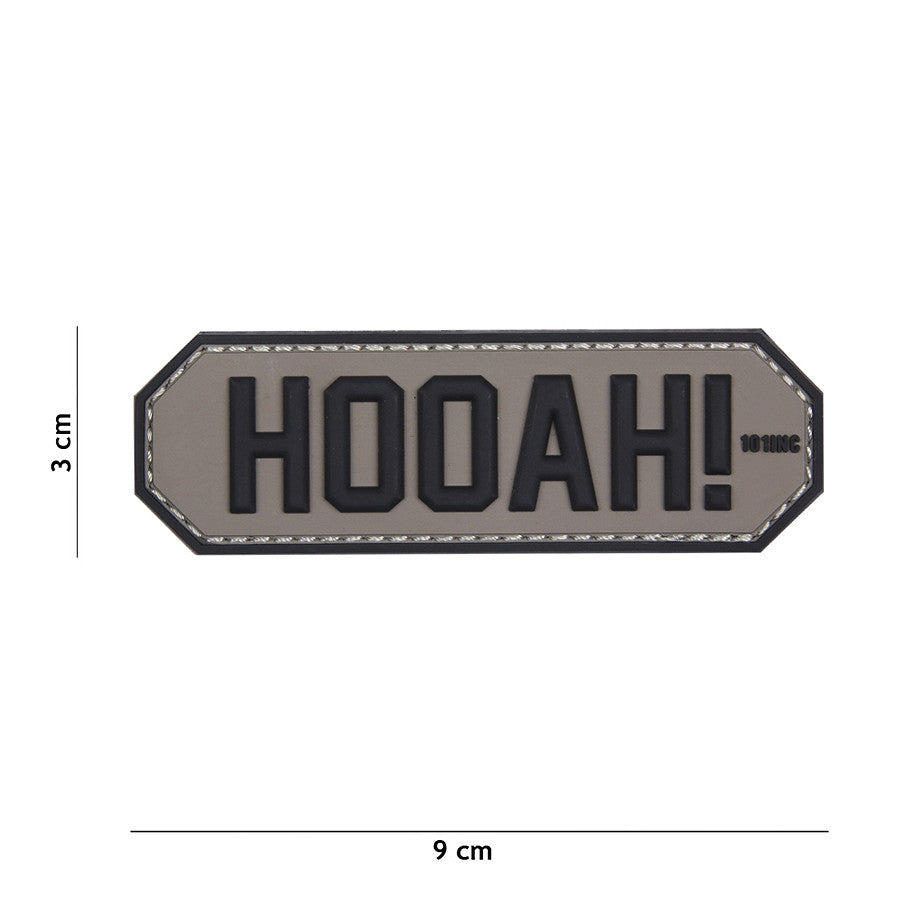 Embleem Tactical HOOAH! 3D PVC Gri - Exprimă Atitudinea Ta de Luptă