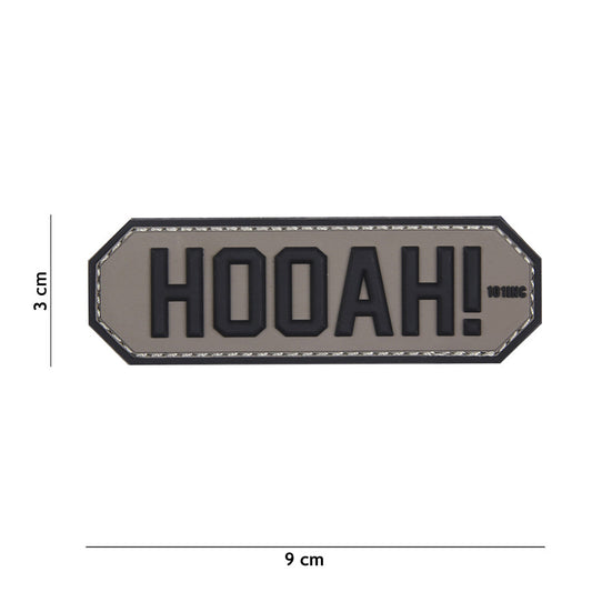 Embleem Tactical HOOAH! 3D PVC Gri - Exprimă Atitudinea Ta de Luptă