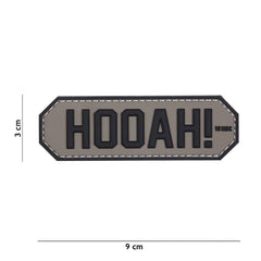 Embleem Tactical HOOAH! 3D PVC Gri - Exprimă Atitudinea Ta de Luptă