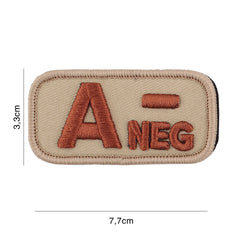 Embleem Tactice Grupa Sanguină A-Negativ Coyote - Identificare Vitală