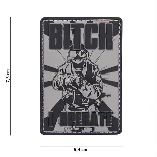 Emblem 3D PVC Bitch Grijs - Afirmă-ți Atitudinea Cu Putere