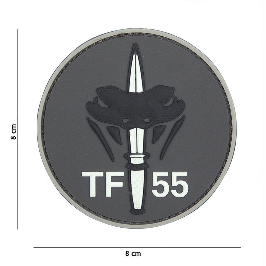 Emblem 3D PVC TF-55 Gri - Personalizare Tactică Esențială