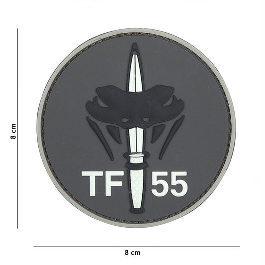 Emblem 3D PVC TF-55 Gri - Personalizare Tactică Esențială