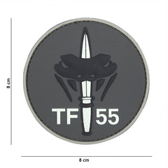 Emblem 3D PVC TF-55 Gri - Personalizare Tactică Esențială