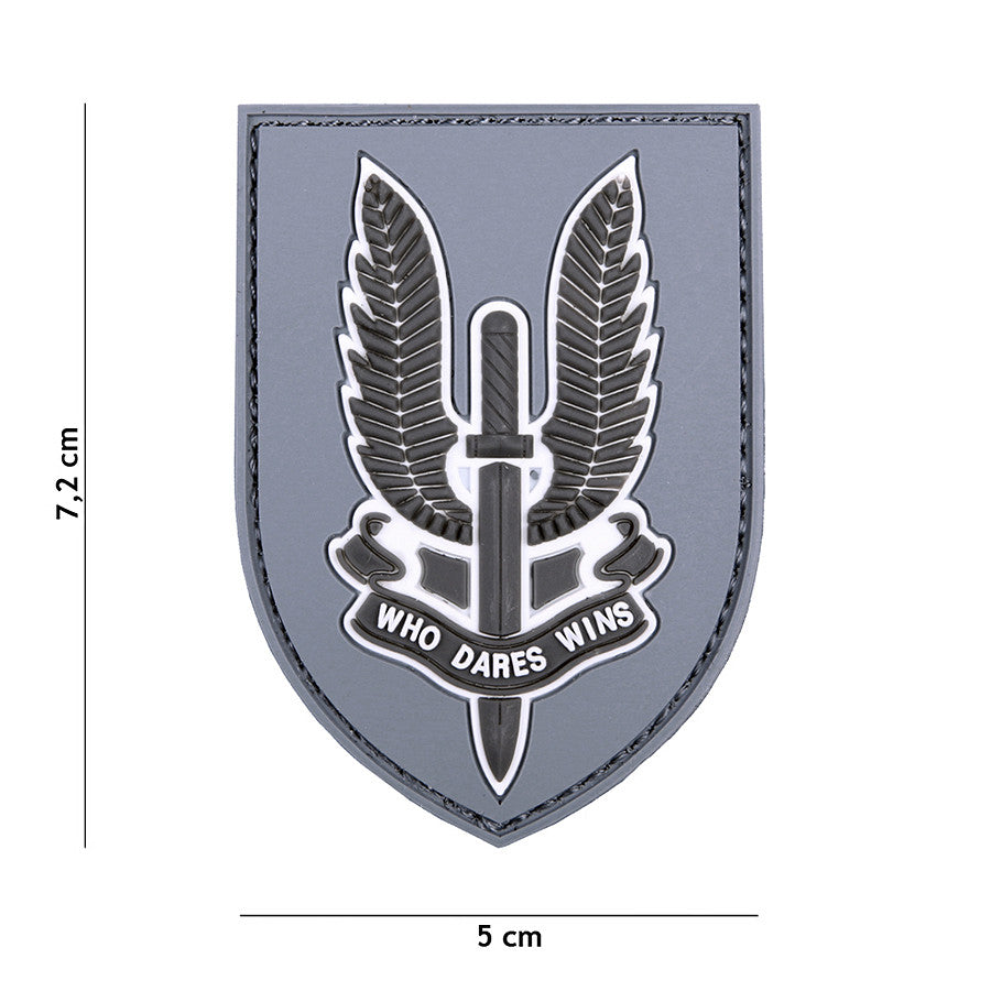 Emblem 3D PVC WHO Dares Wins Gri Tactice - Declară-ți Forța