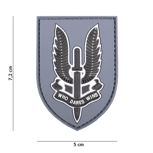 Emblem 3D PVC WHO Dares Wins Gri Tactice - Declară-ți Forța