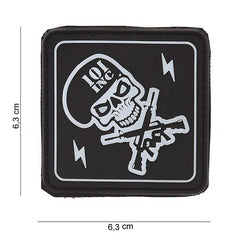 Emblemă 101 INC Skull/Gun 3D PVC - Negru | Cu Scai