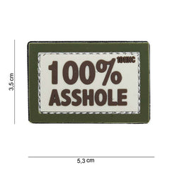 Emblema 3D PVC 100% Asshole Bej/Verde - Afirmă-ți Atitudinea Fără Filtre