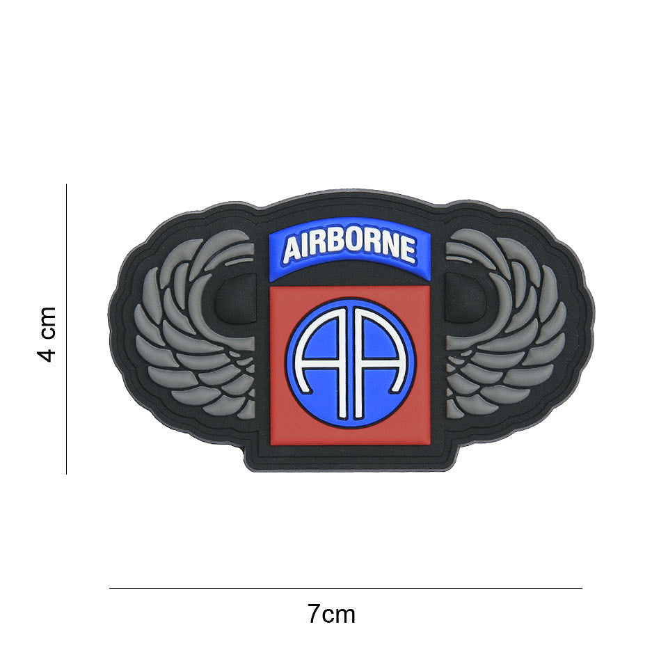 Emblema 3D PVC 82nd Airborne Wings Argintii - Simbolul Elitei Parașutiștilor